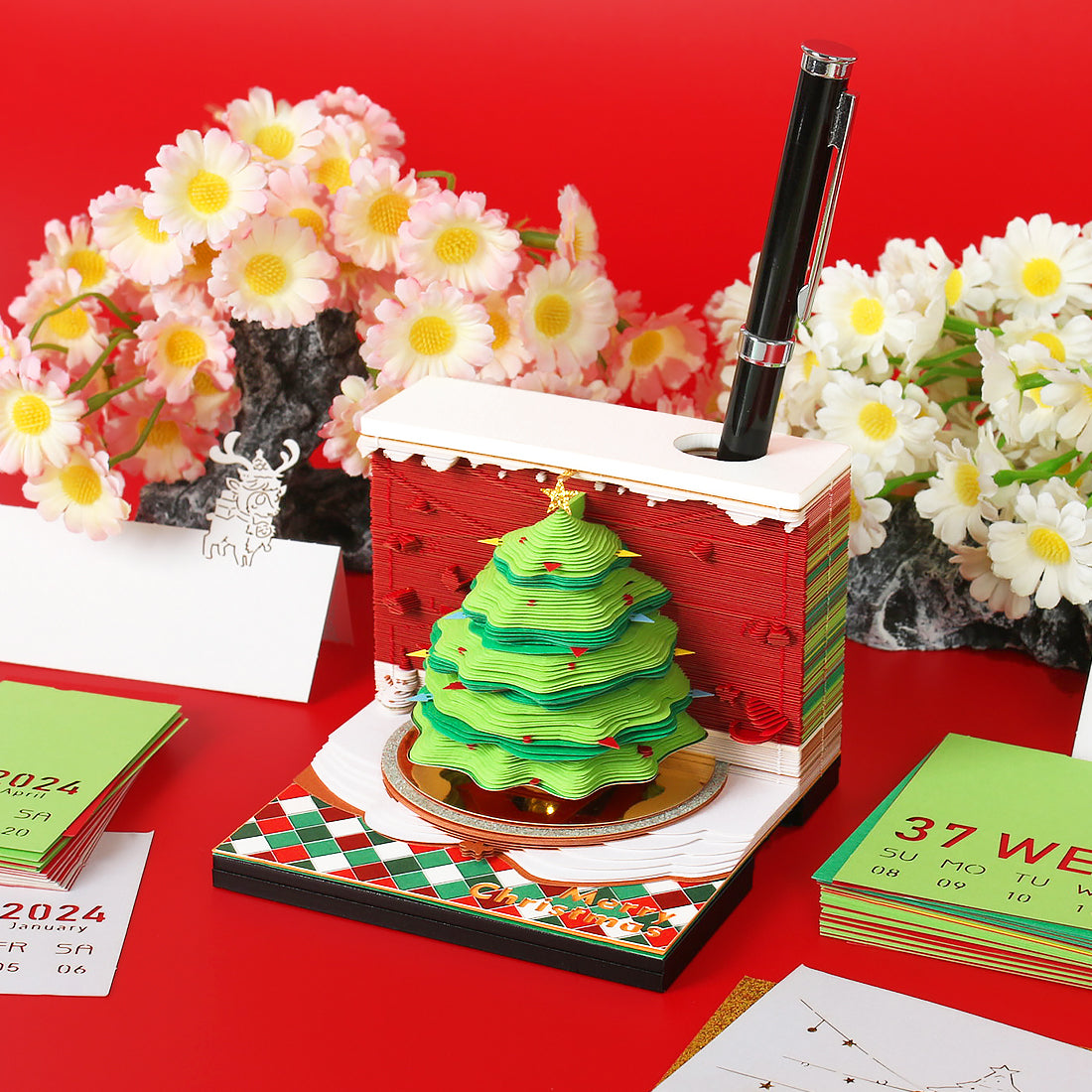 Christmas Tree 2024 Calendar 3D Memo Pad