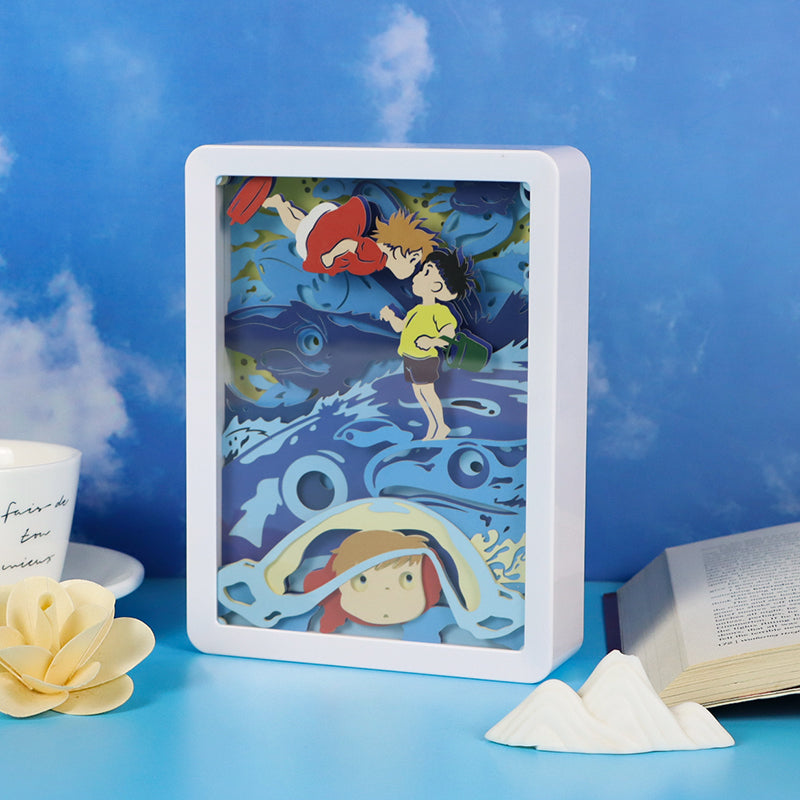 Ponyo Cute Anime Light Box Paper Craving Lamp