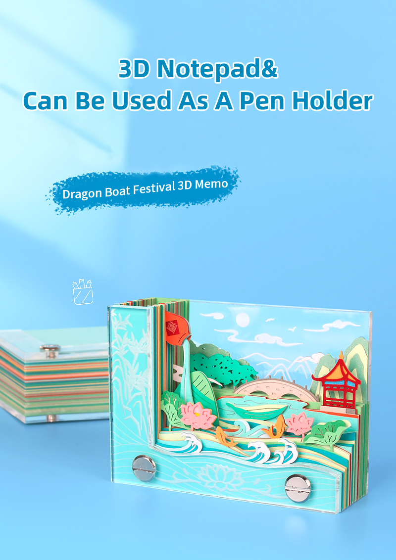 Dragon Boat Festival decorative pen container 3D Memo Pad