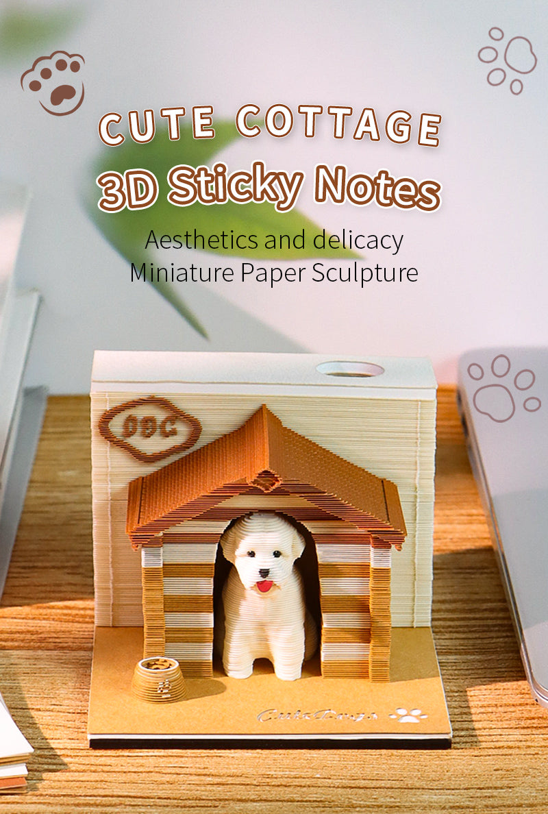 Cute Pet Dog Cottage 3D Memo Pad