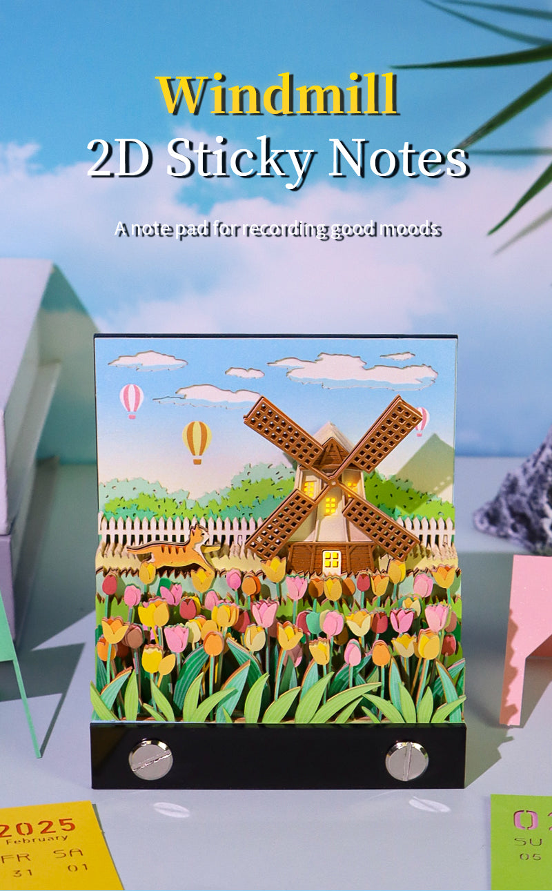 Windmill Notepads Sticky Notes Cube Kawaii Stationery Items For School Birthday Gift For Girls