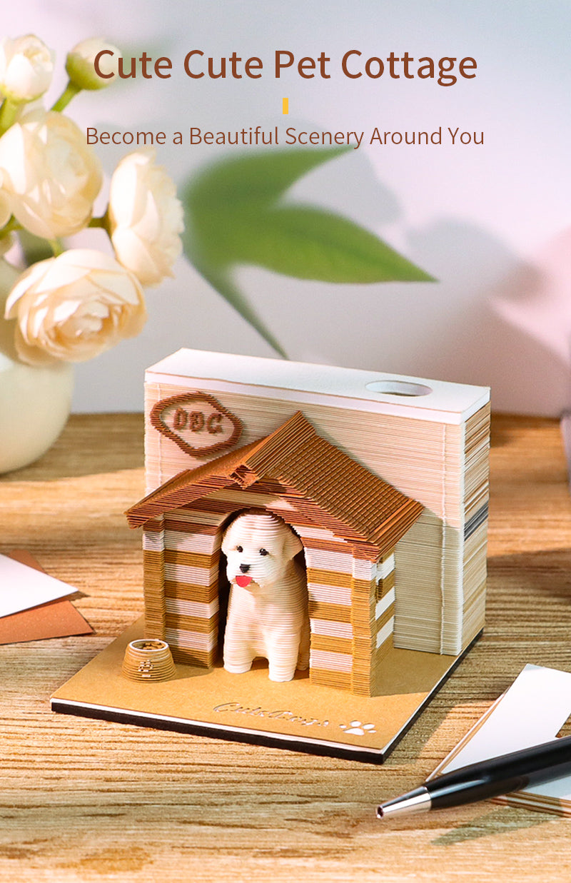 Cute Pet Dog Cottage 3D Memo Pad