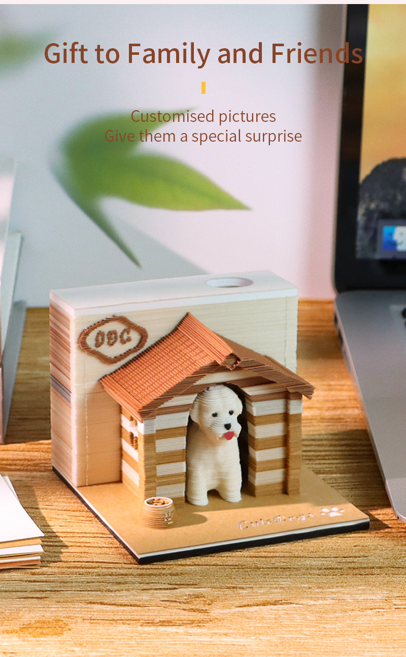 Cute Pet Dog Cottage 3D Memo Pad