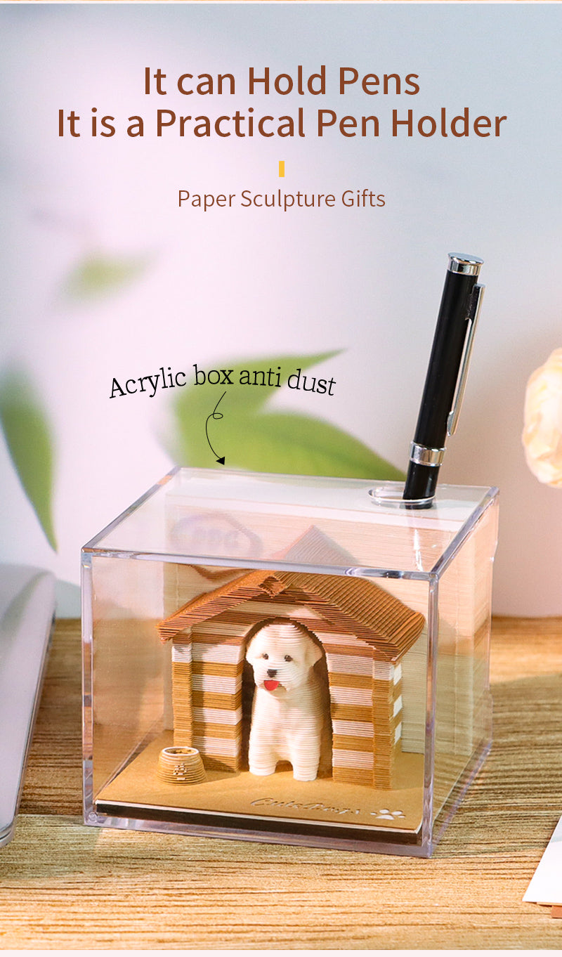 Cute Pet Dog Cottage 3D Memo Pad