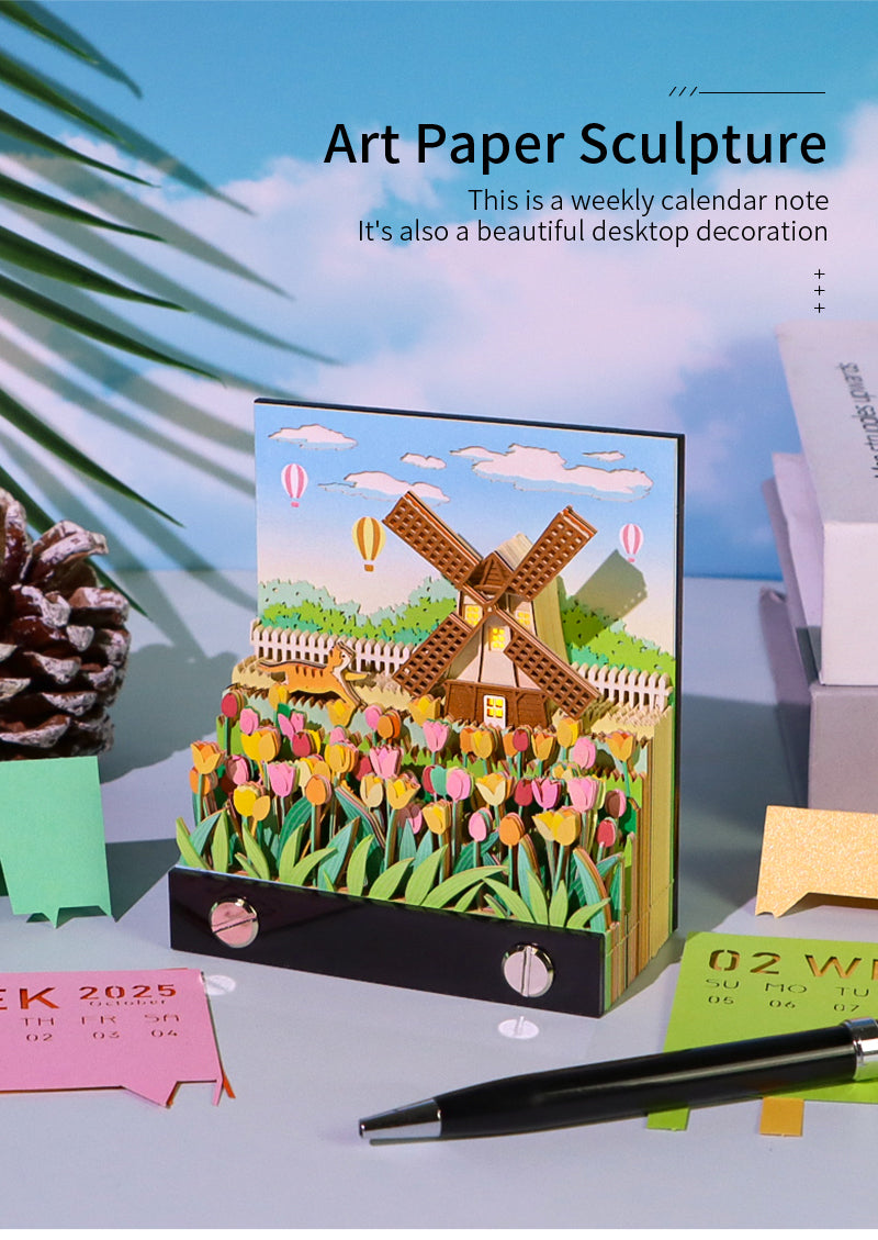 Windmill Notepads Sticky Notes Cube Kawaii Stationery Items For School Birthday Gift For Girls