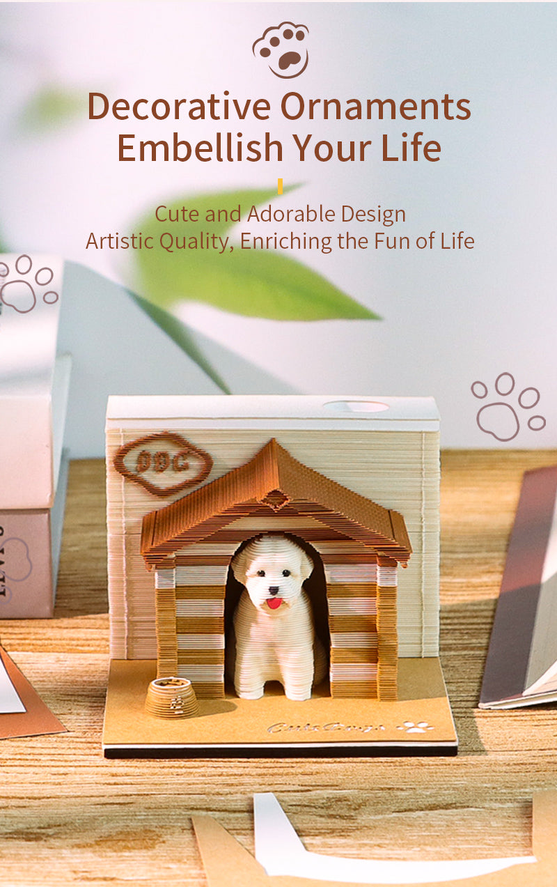 Cute Pet Dog Cottage 3D Memo Pad