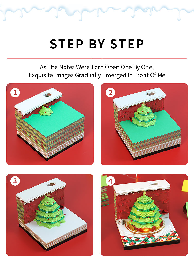 Christmas Tree 3D Memo Pad For Christmas decorations For Christmas Gift To Kid