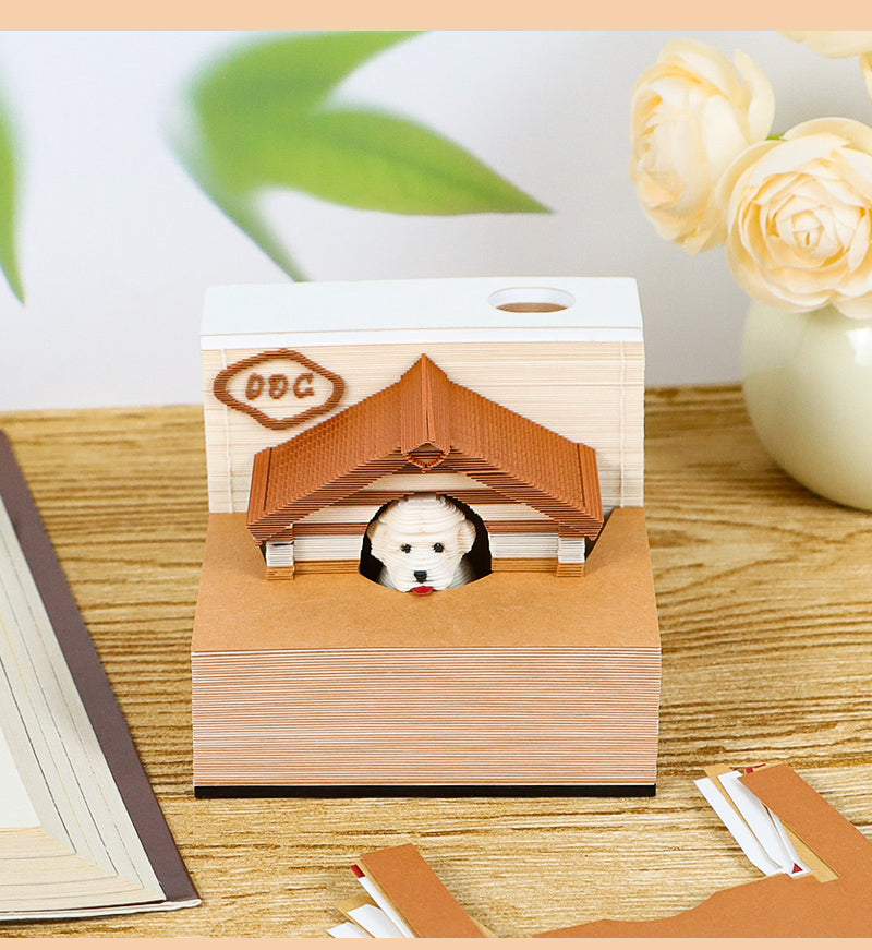 Cute Pet Dog Cottage 3D Memo Pad