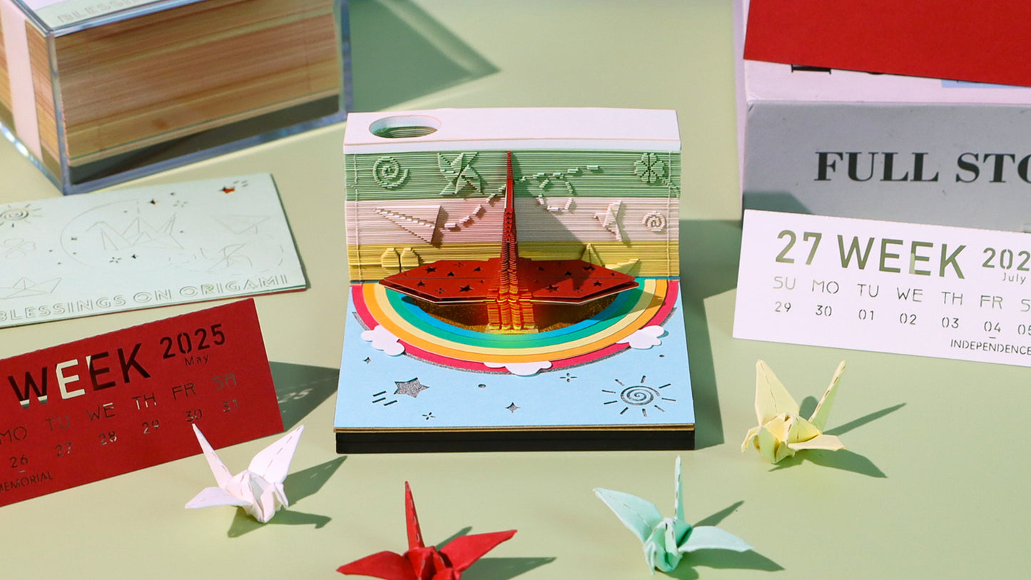 3D memo pads Origami Calendar 2025