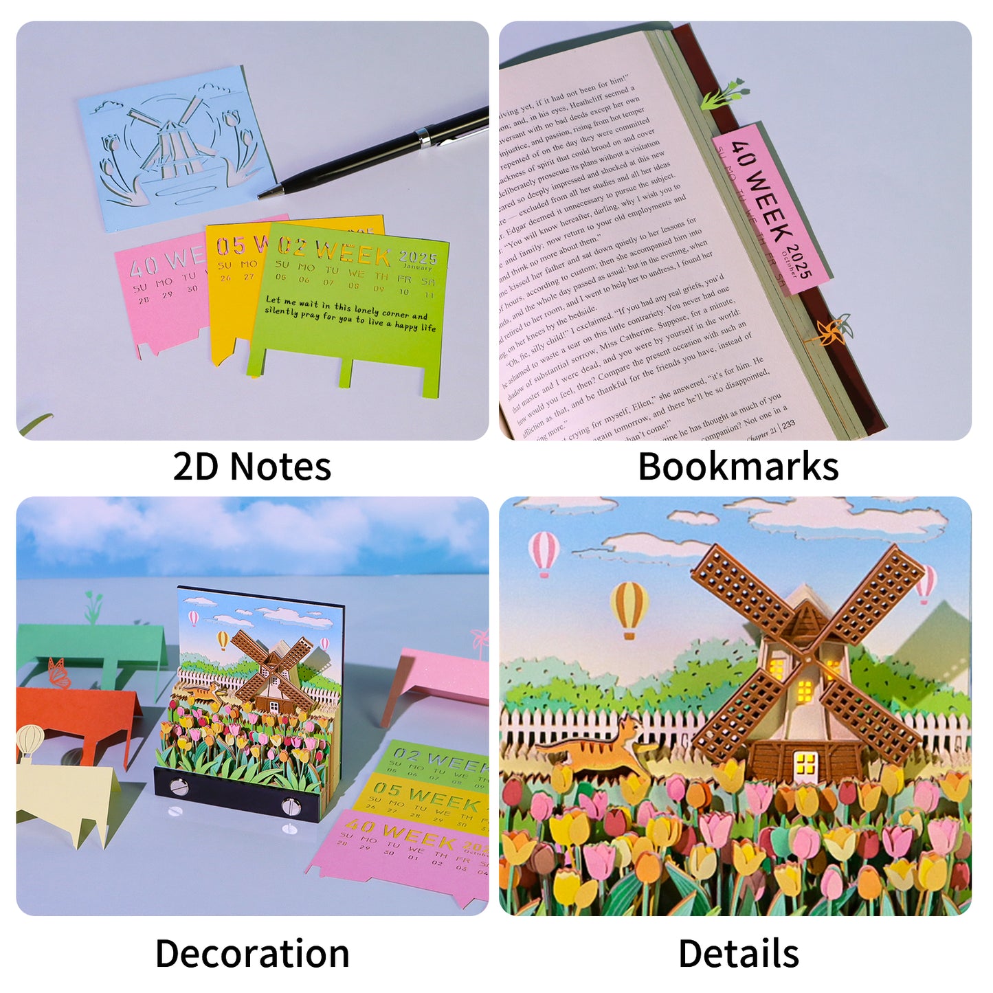 Windmill Notepads Sticky Notes Cube Kawaii Stationery Items For School Birthday Gift For Girls