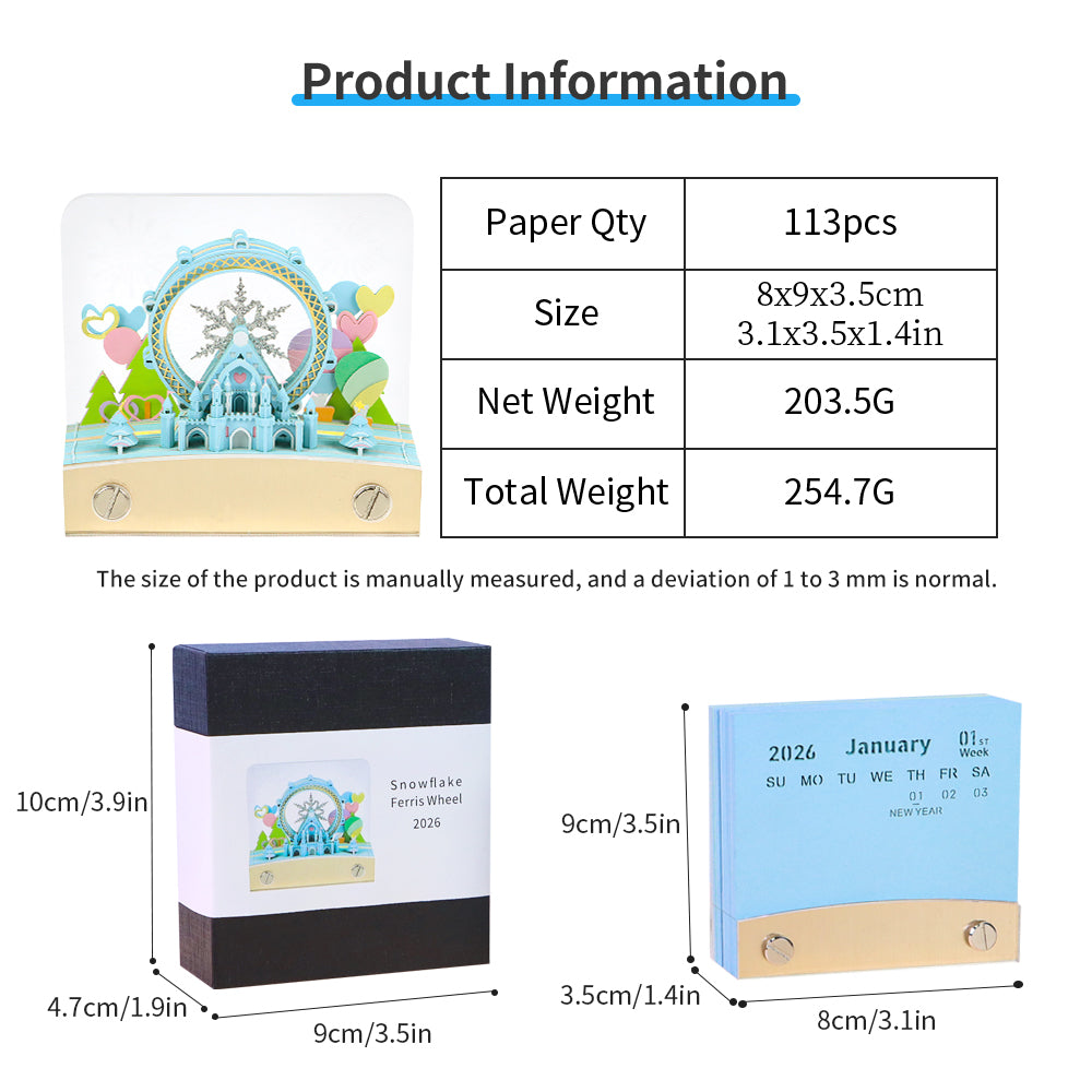 Ice And Snow World'S Ferris Wheel（weekly calendar）3D Memo Pad