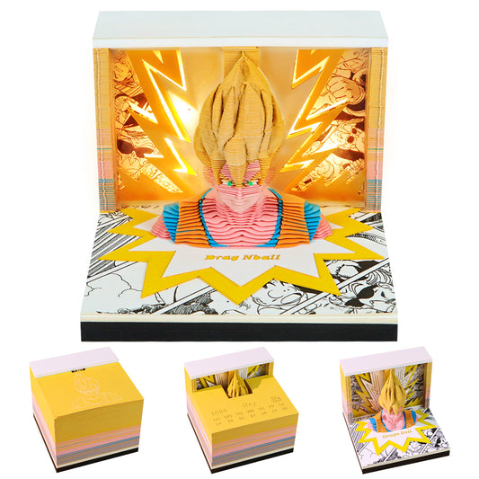 Dragon Ball Super Saiyan Son Goku 3D Model Memo Pad With Calendar and LED