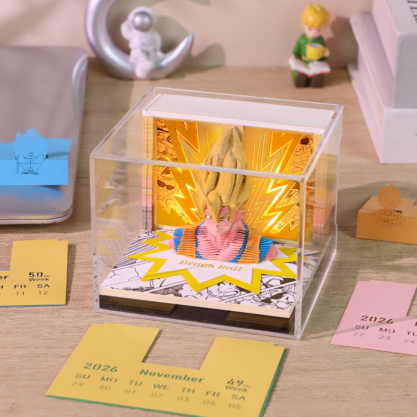 Dragon Ball Super Saiyan Son Goku 3D Model Memo Pad With Calendar and LED