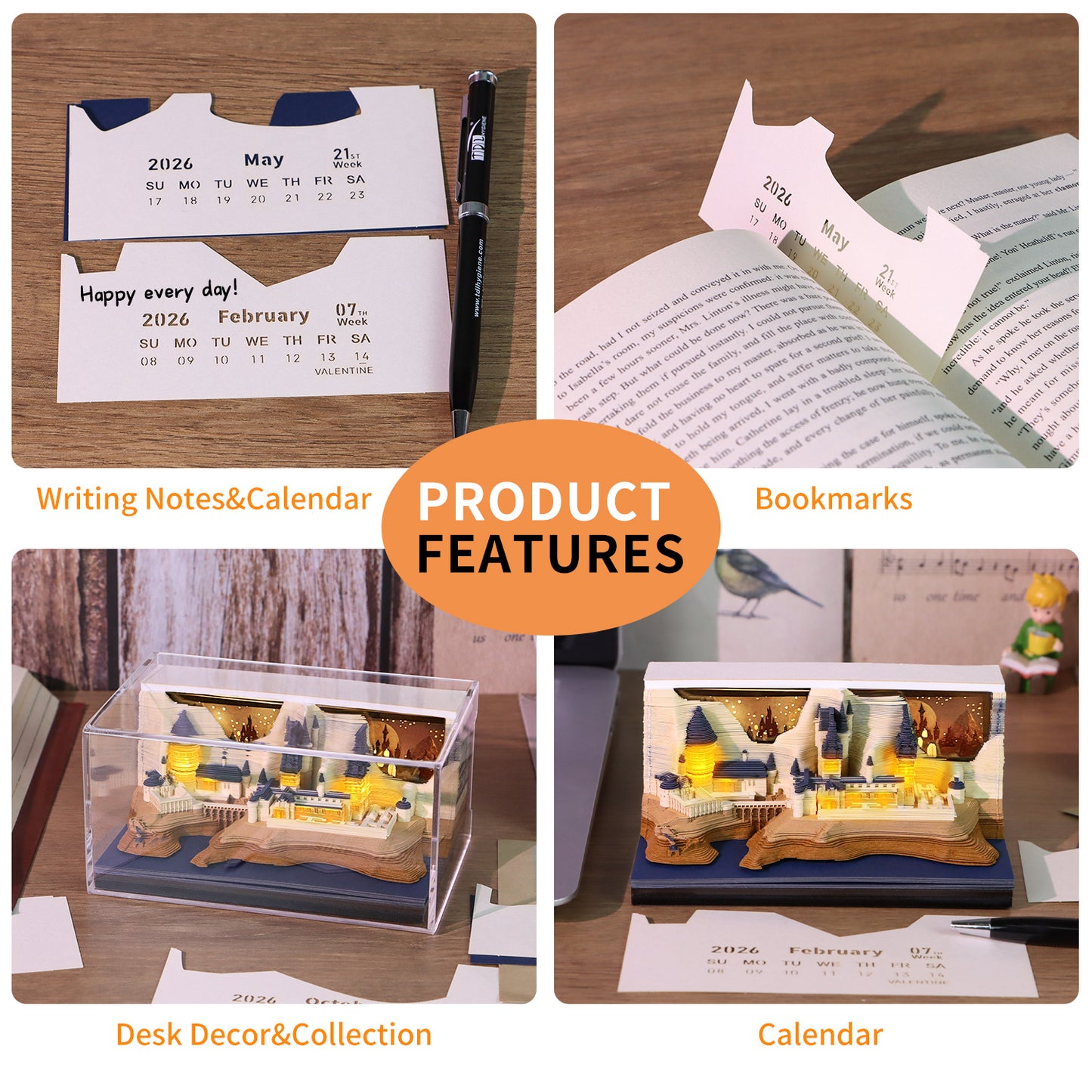 New Harry Potter Hogwarts Castle 3D Model Memo Pad With Calendar and LED
