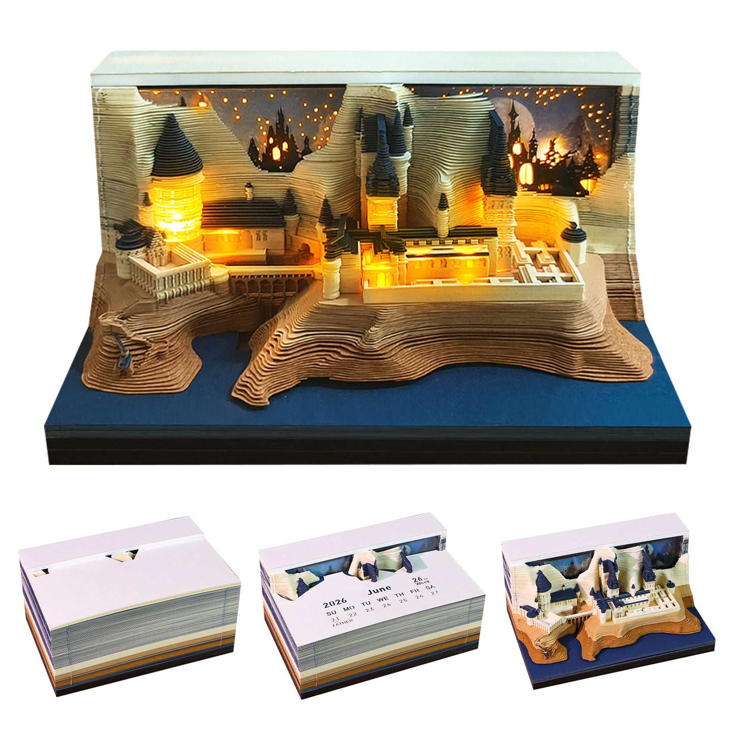 New Harry Potter Hogwarts Castle 3D Model Memo Pad With Calendar and LED