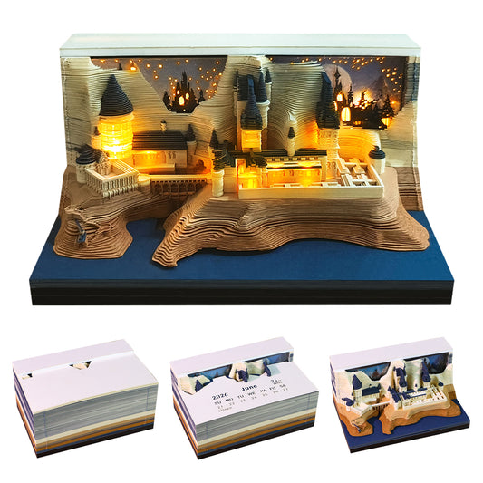 New Harry Potter Hogwarts Castle 3D Model Memo Pad With Calendar and LED