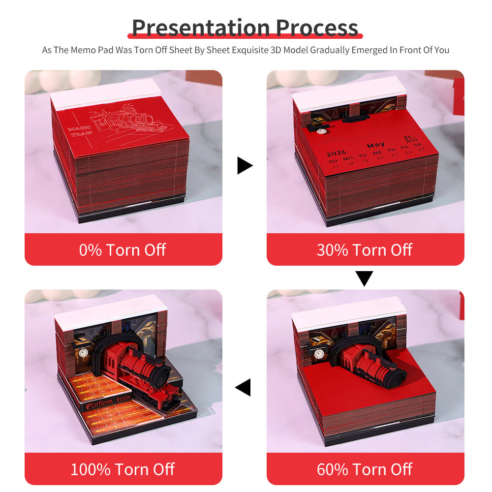Harry Potter Hogwarts Express Train 3D Model Memo Pad With Calendar