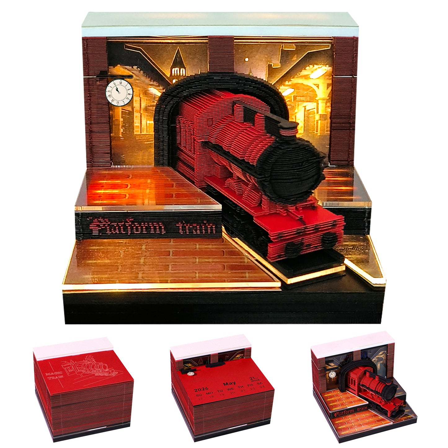 Harry Potter Hogwarts Express Train 3D Model Memo Pad With Calendar