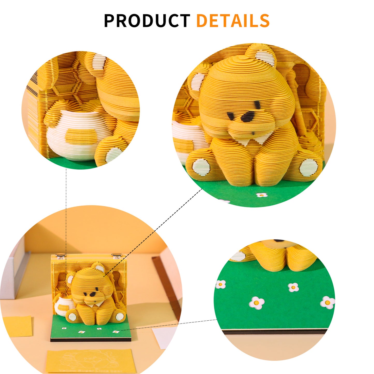 CuteBee Bear Face Icons Emoji 3D Miniature Model Hand Tear Off Memo Pad
