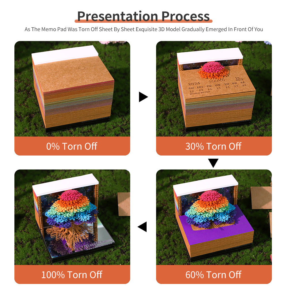 Tree of Chakra（Tree of Life） 3D Memo Pad With Calendar