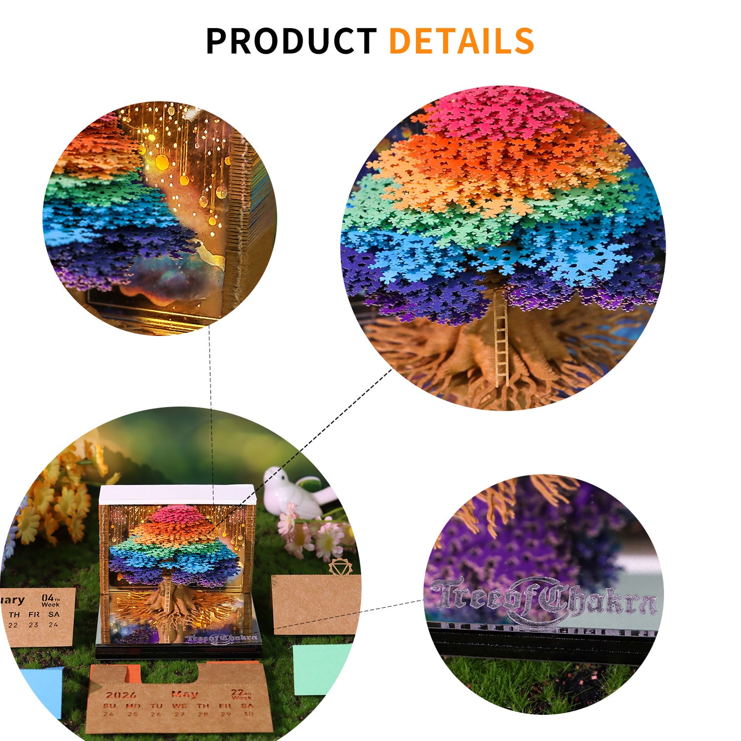 Tree of Chakra（Tree of Life） 3D Memo Pad With Calendar