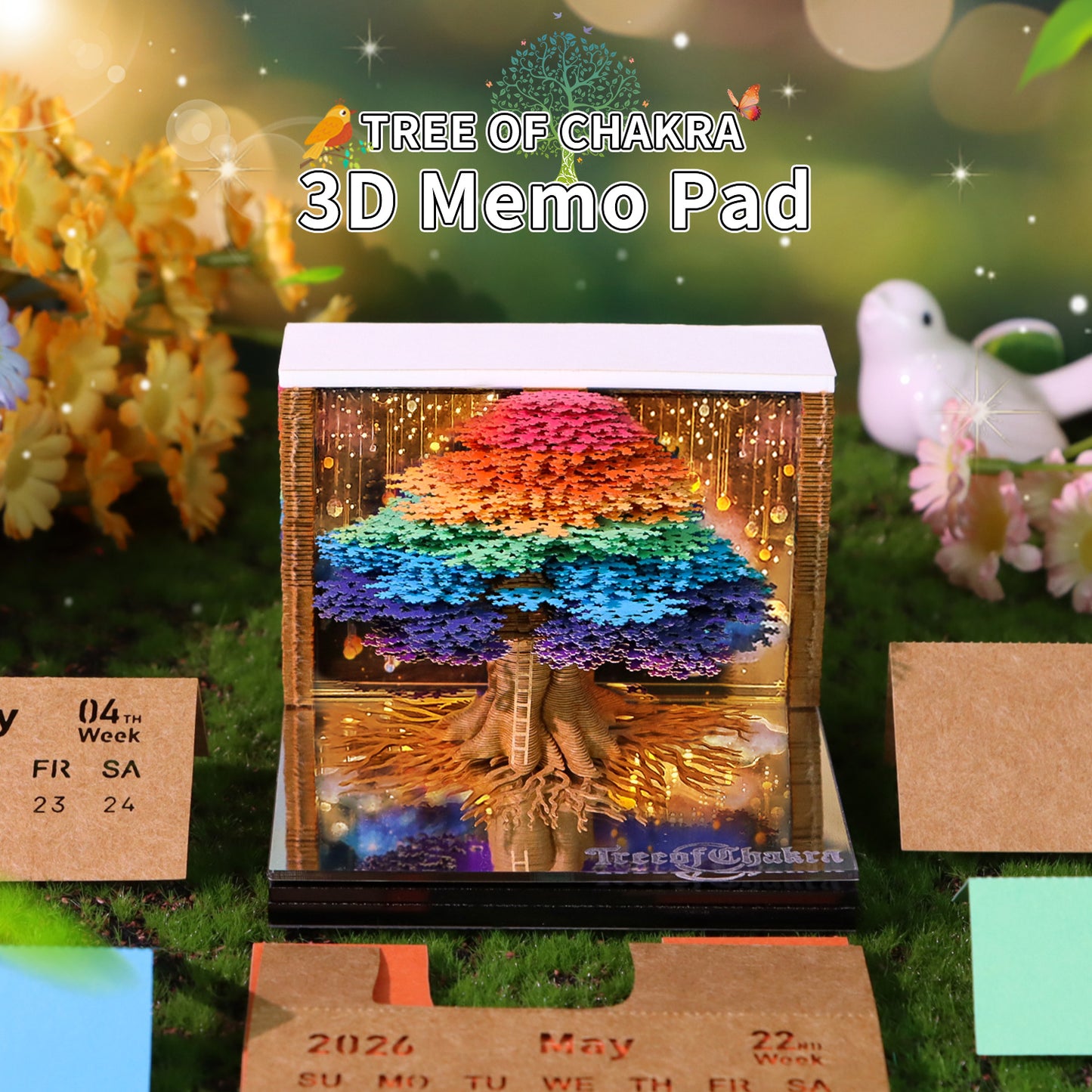Tree of Chakra（Tree of Life） 3D Memo Pad With Calendar