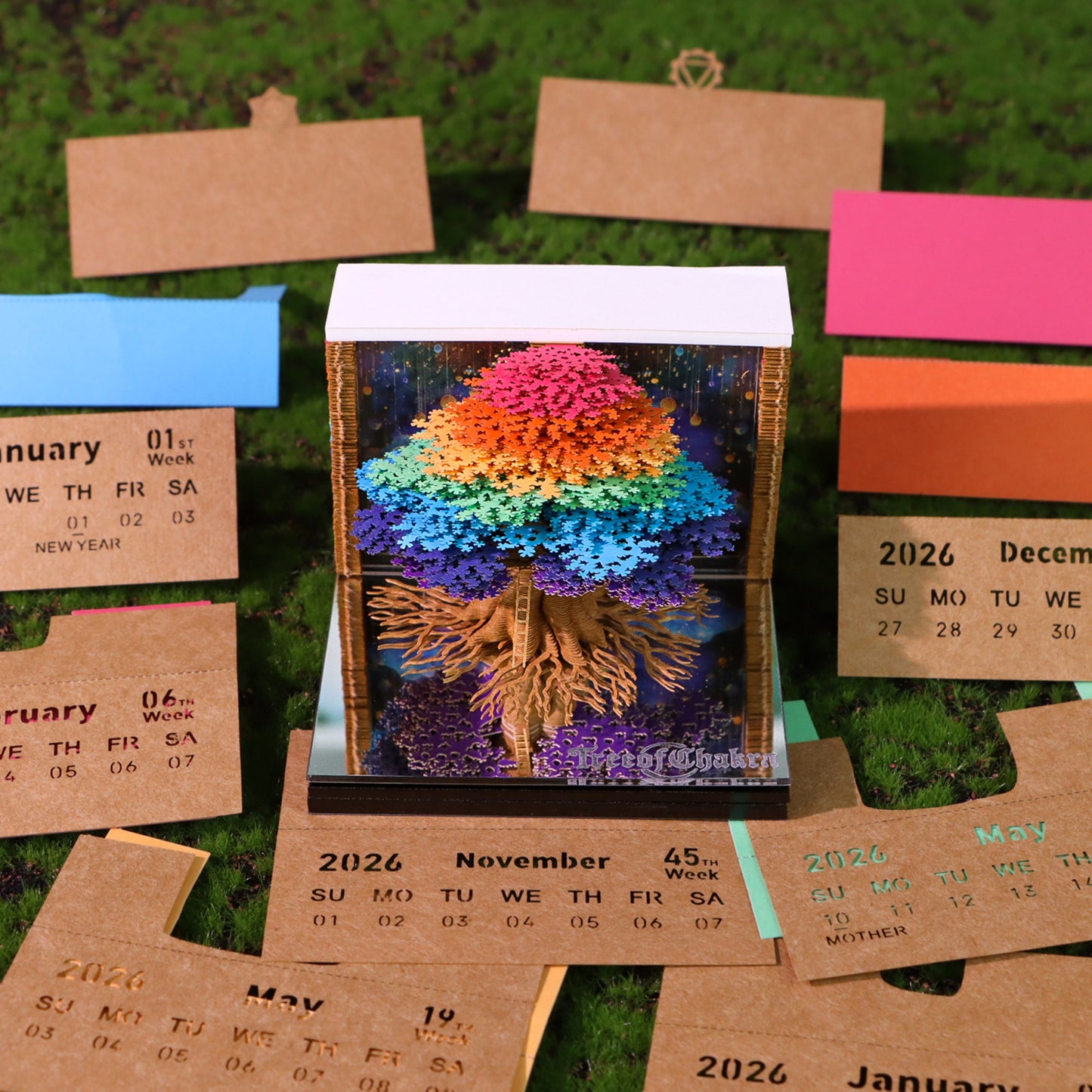 Tree of Chakra（Tree of Life） 3D Memo Pad With Calendar