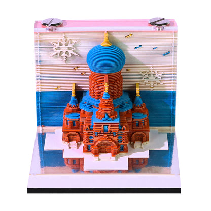 City Landmark Building Church 3D Miniature Model Hand Tear Off Memo Pad