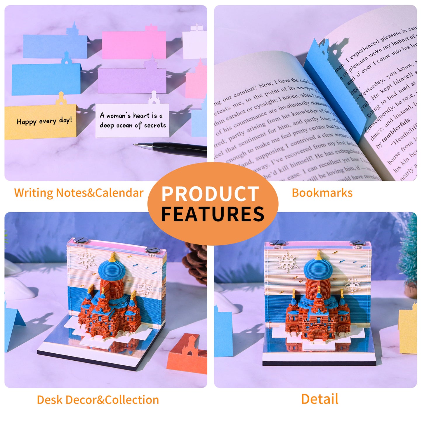 City Landmark Building Church 3D Miniature Model Hand Tear Off Memo Pad