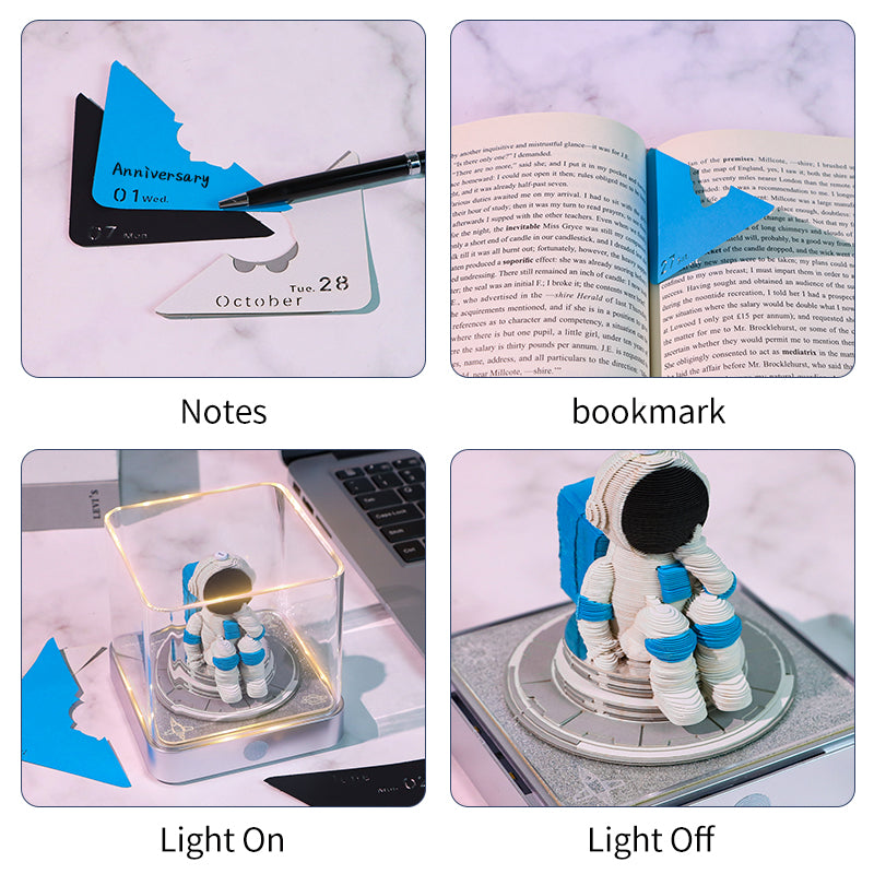 Spacewalker 3D Model Hand Torn Memo Pad With Daily Calendar 2026 and Light