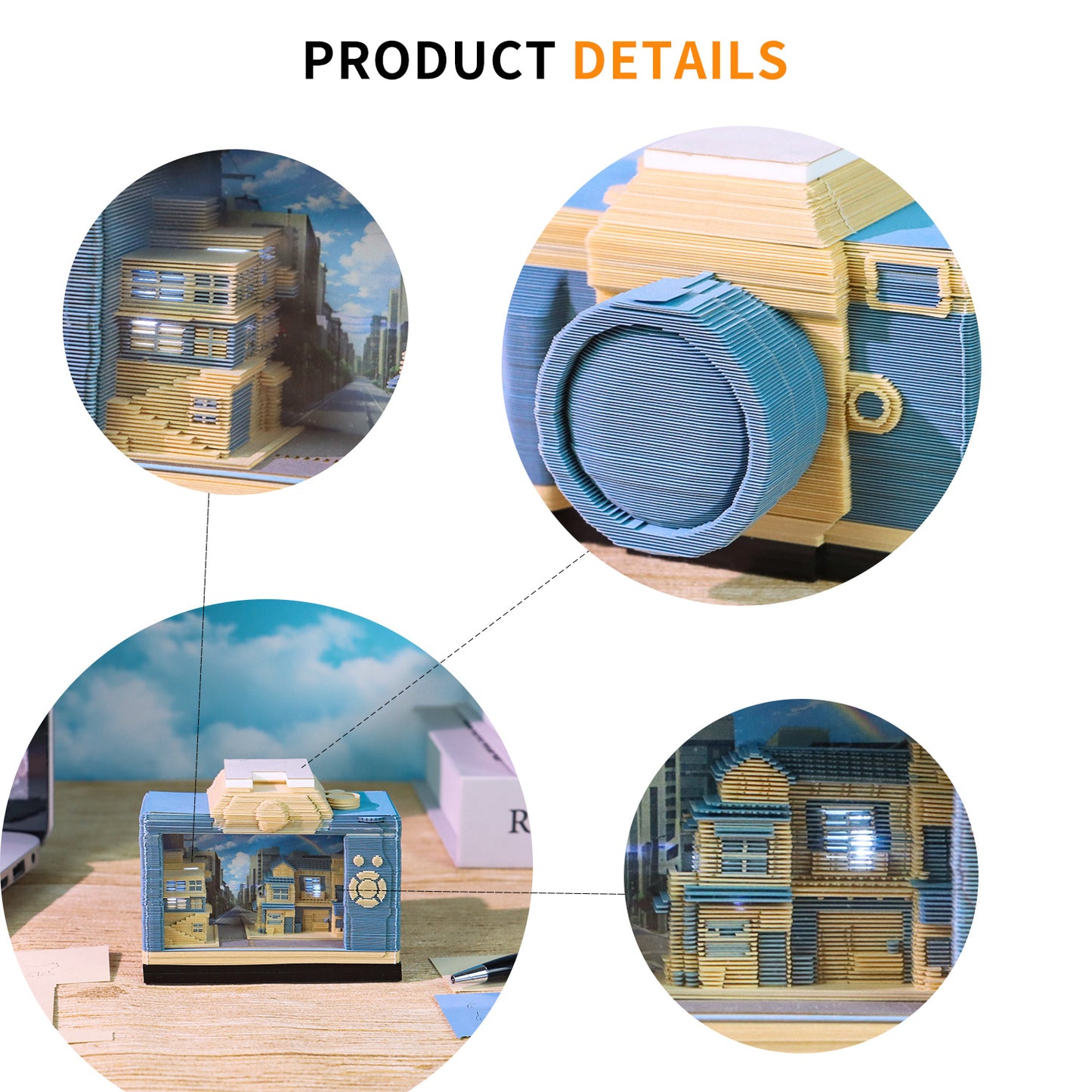 3D Camera Model Hand Tear off 3D Memo Pad with Light