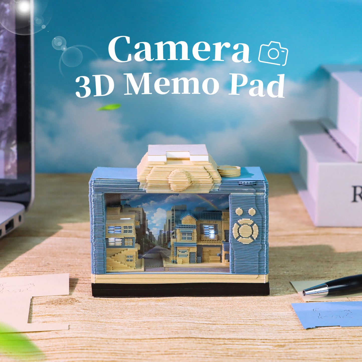 3D Camera Model Hand Tear off 3D Memo Pad with Light