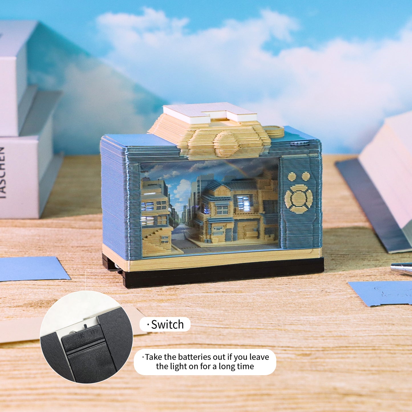 3D Camera Model Hand Tear off 3D Memo Pad with Light