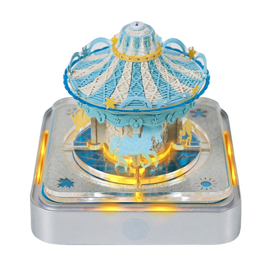 Romantic Carousel 3D Model Hand Torn Memo Pad With Daily Calendar 2026 and Light