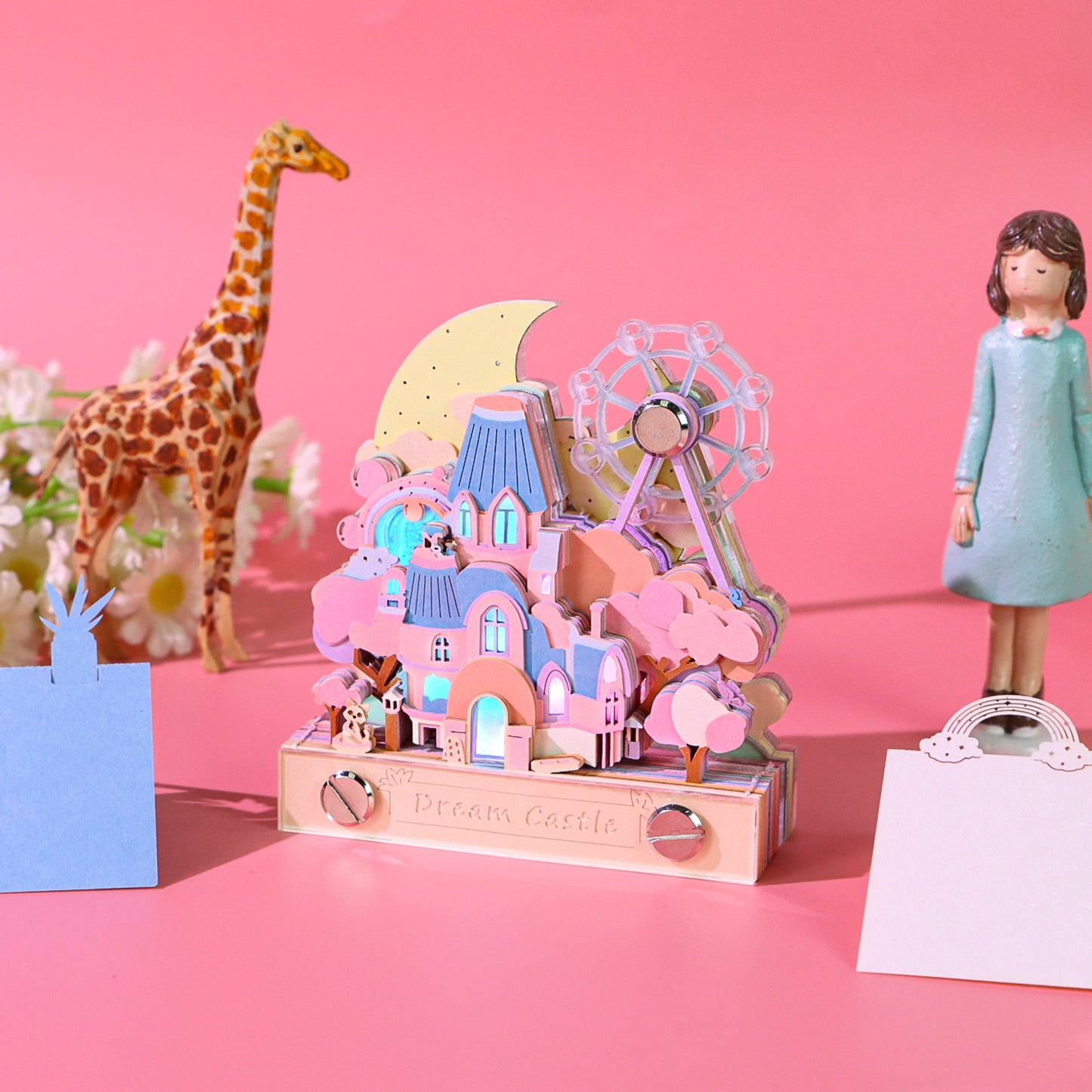 Kids Amusement Park Castle Ferris Wheel Tear Off 3D Memo Pad With Light