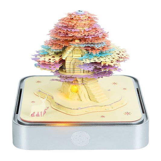 Colorful Tree House 3D Paper Sculpture Calendar Memo Pad With Light