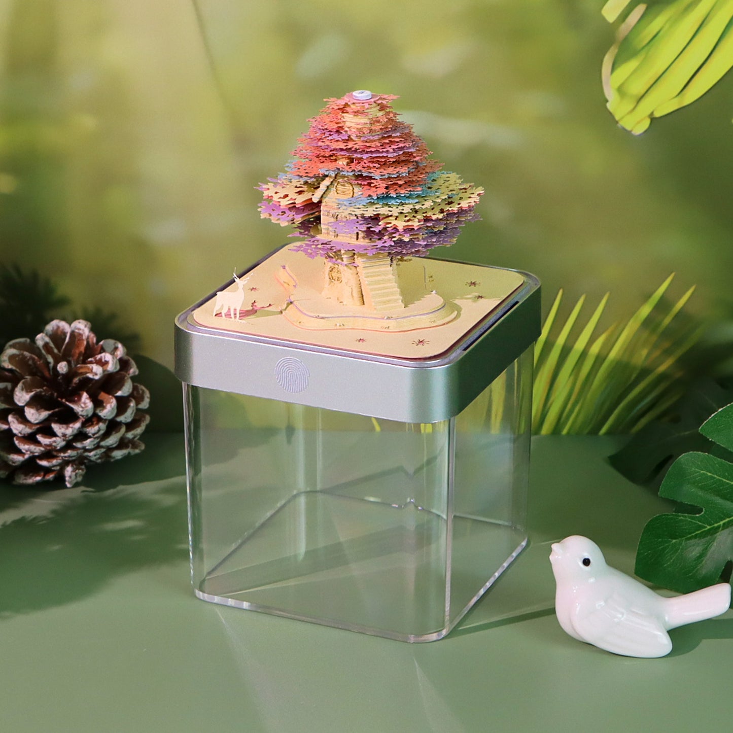 Colorful Tree House 3D Paper Sculpture Calendar Memo Pad With Light