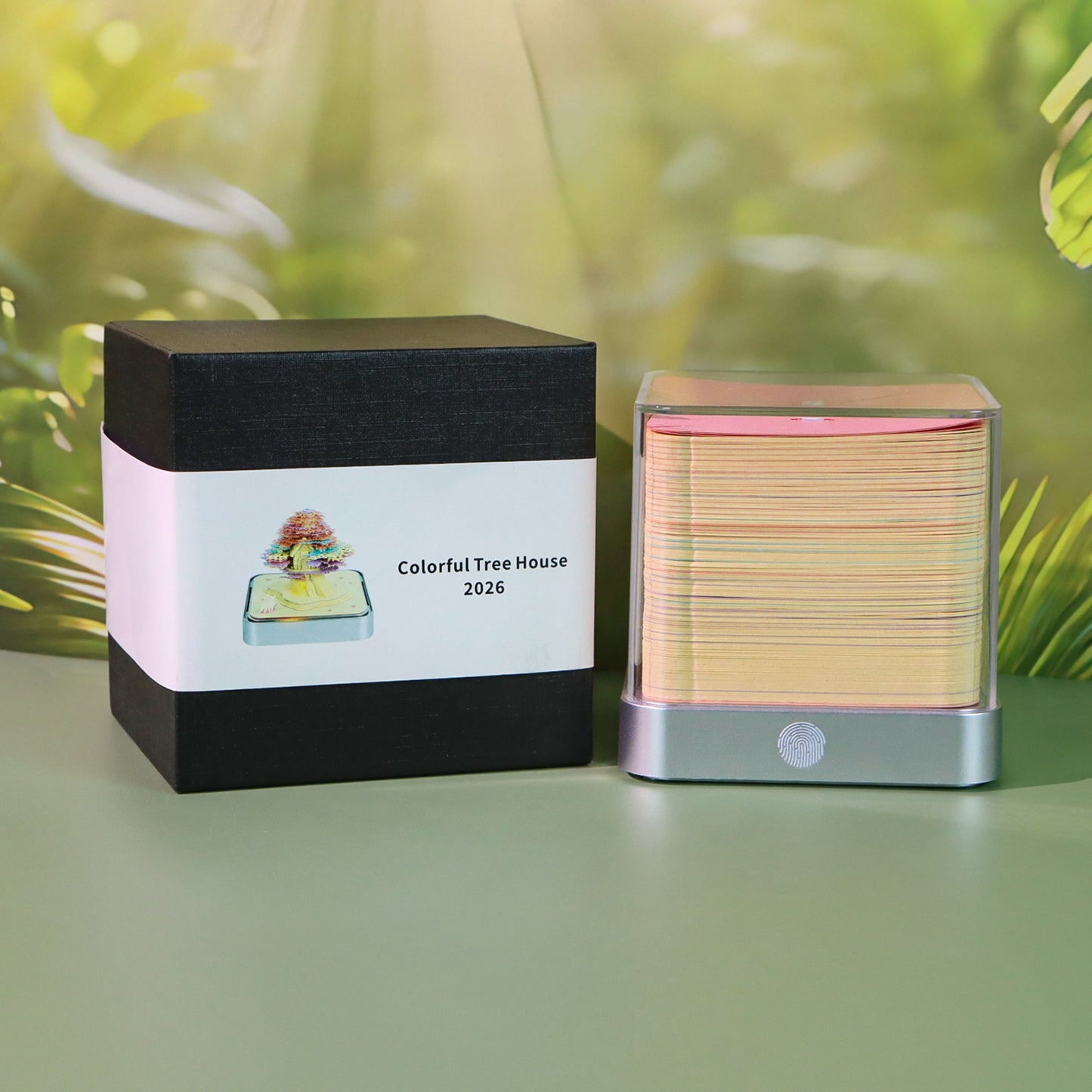 Colorful Tree House 3D Paper Sculpture Calendar Memo Pad With Light