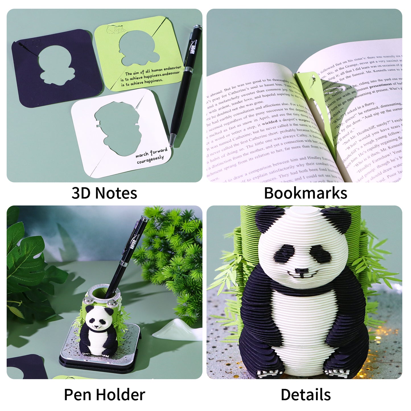 Panda Model 3D Memo Pad With Pen Holder Hole