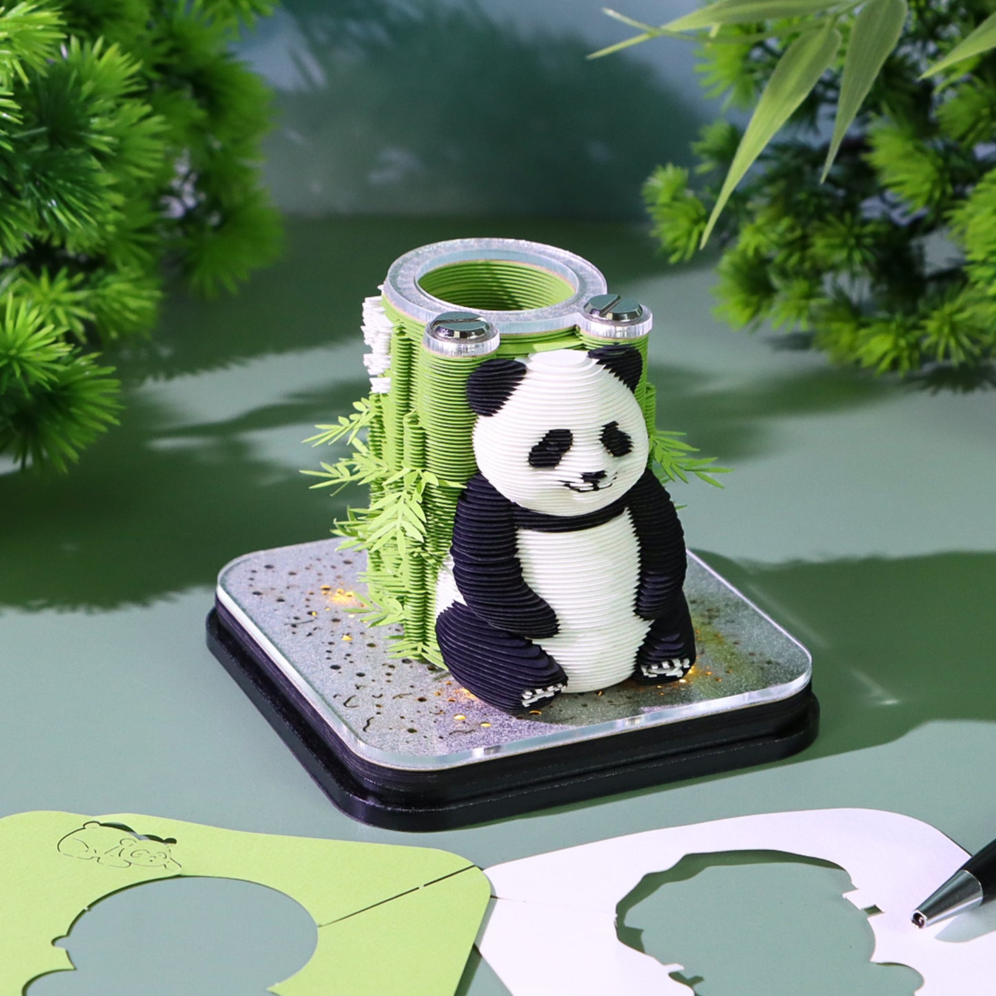Panda Model 3D Memo Pad With Pen Holder Hole
