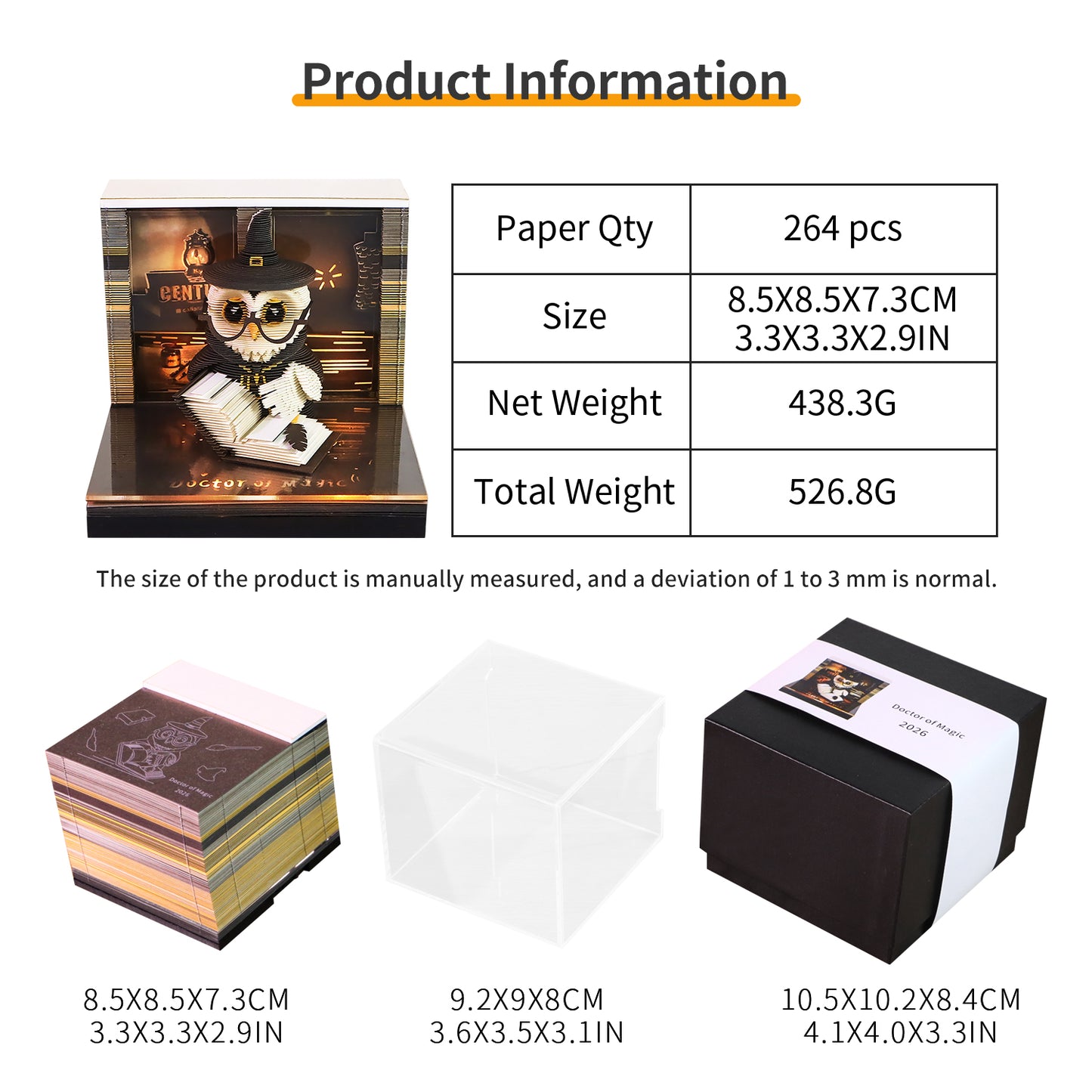 Wizard Owl Doctor of Magic 3D Calendar Memo Pad With Light