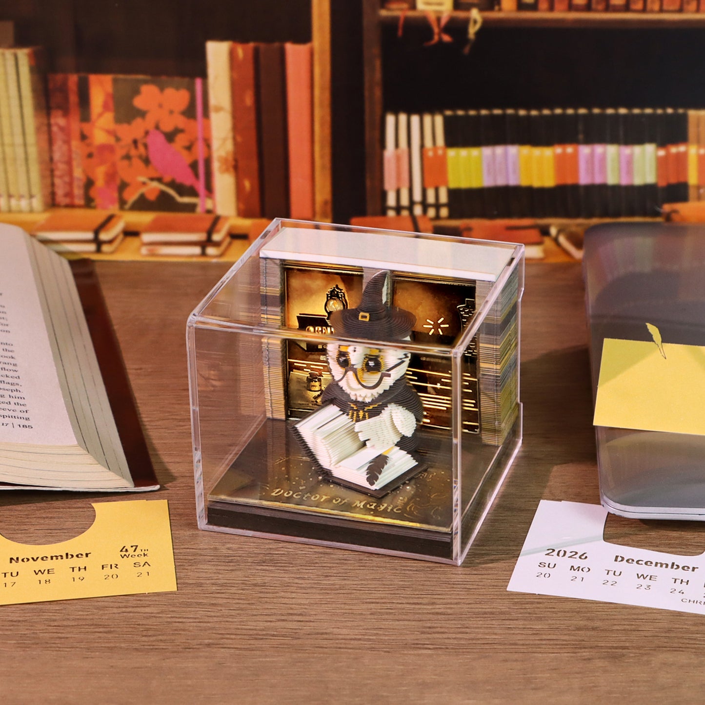 Wizard Owl Doctor of Magic 3D Calendar Memo Pad With Light