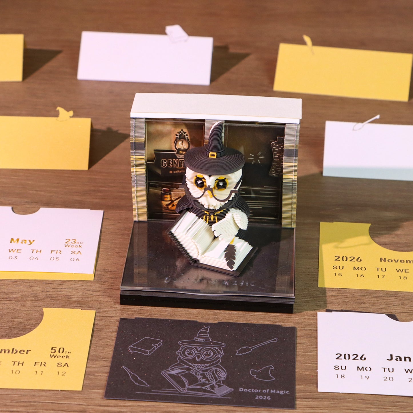 Wizard Owl Doctor of Magic 3D Calendar Memo Pad With Light
