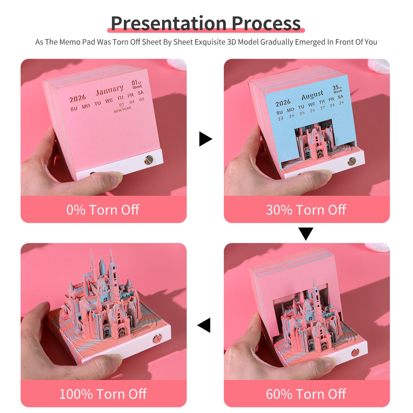 Magic Fairy Castle 3D Calendar Memo Pad With Light