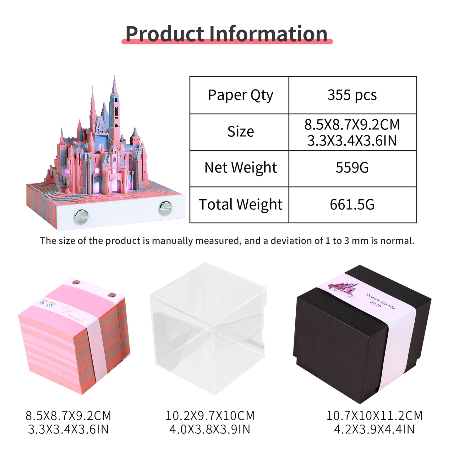 Magic Fairy Castle 3D Calendar Memo Pad With Light