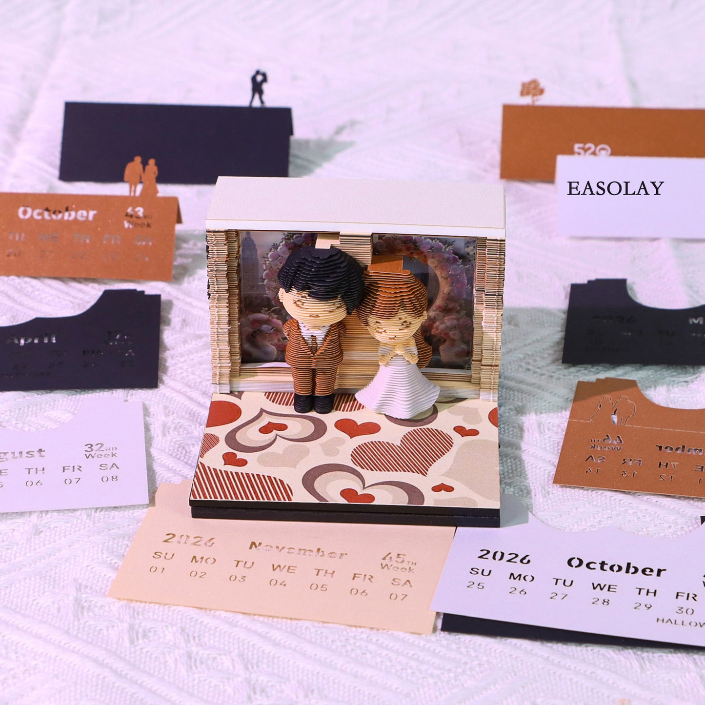 EASOLAY Dream Wedding Theme Hand Tear off 3D Memo Pad with Light