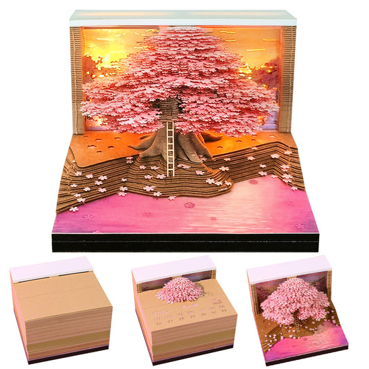 Sakura Cherry Blossom Tree 3D Model Memo Pad With Calendar
