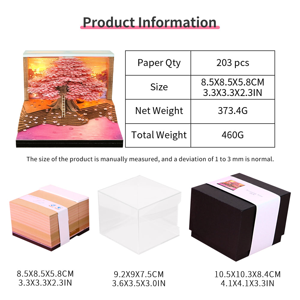 Sakura Cherry Blossom Tree 3D Model Memo Pad With Calendar