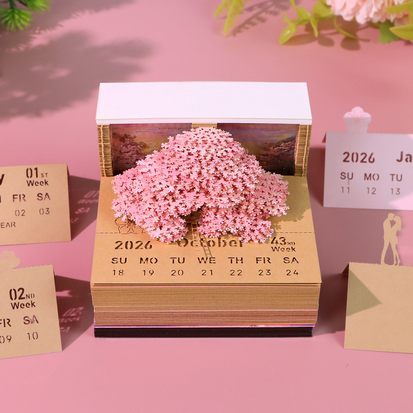 Sakura Cherry Blossom Tree 3D Model Memo Pad With Calendar