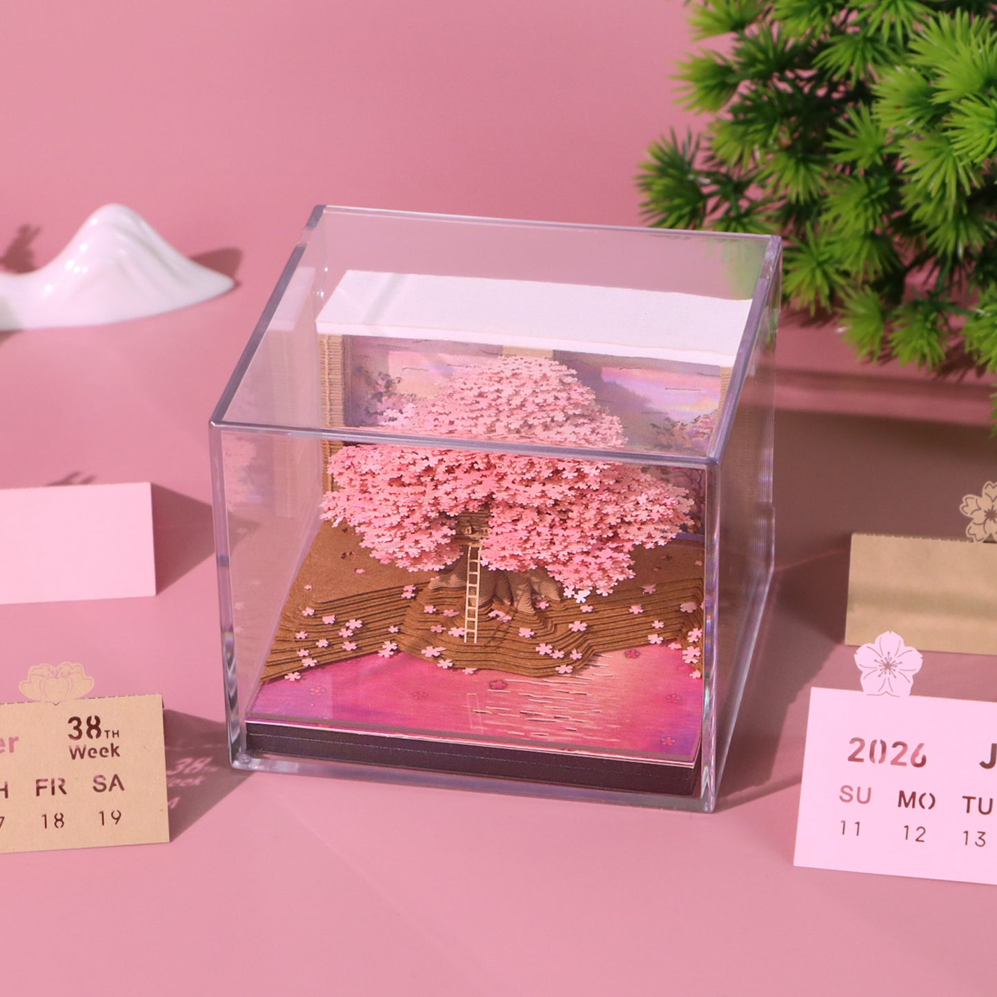 Sakura Cherry Blossom Tree 3D Model Memo Pad With Calendar